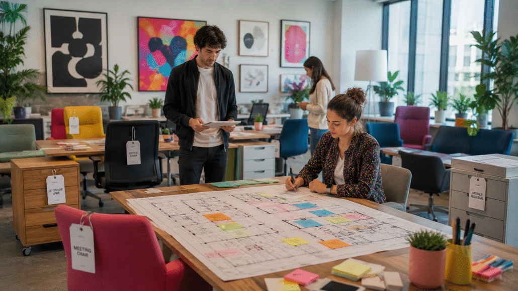 aménagement de bureaux espace de travail flexible et mobilier modulable